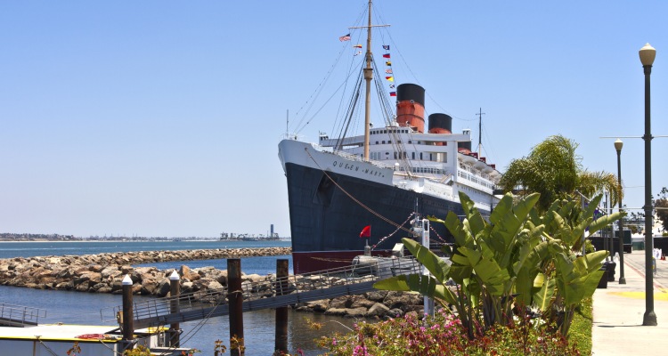 the queen mary at port on the water